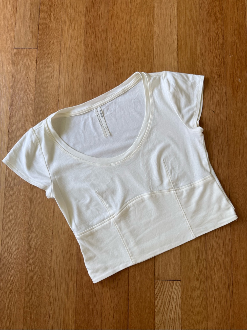 Anthropologie Cream Scoop-Neck Cropped Tee
